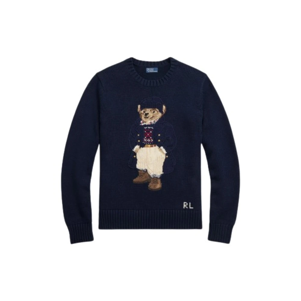 Polo Ralph Lauren Nautische Jacquard Katoenen Berentrui Blue Dames