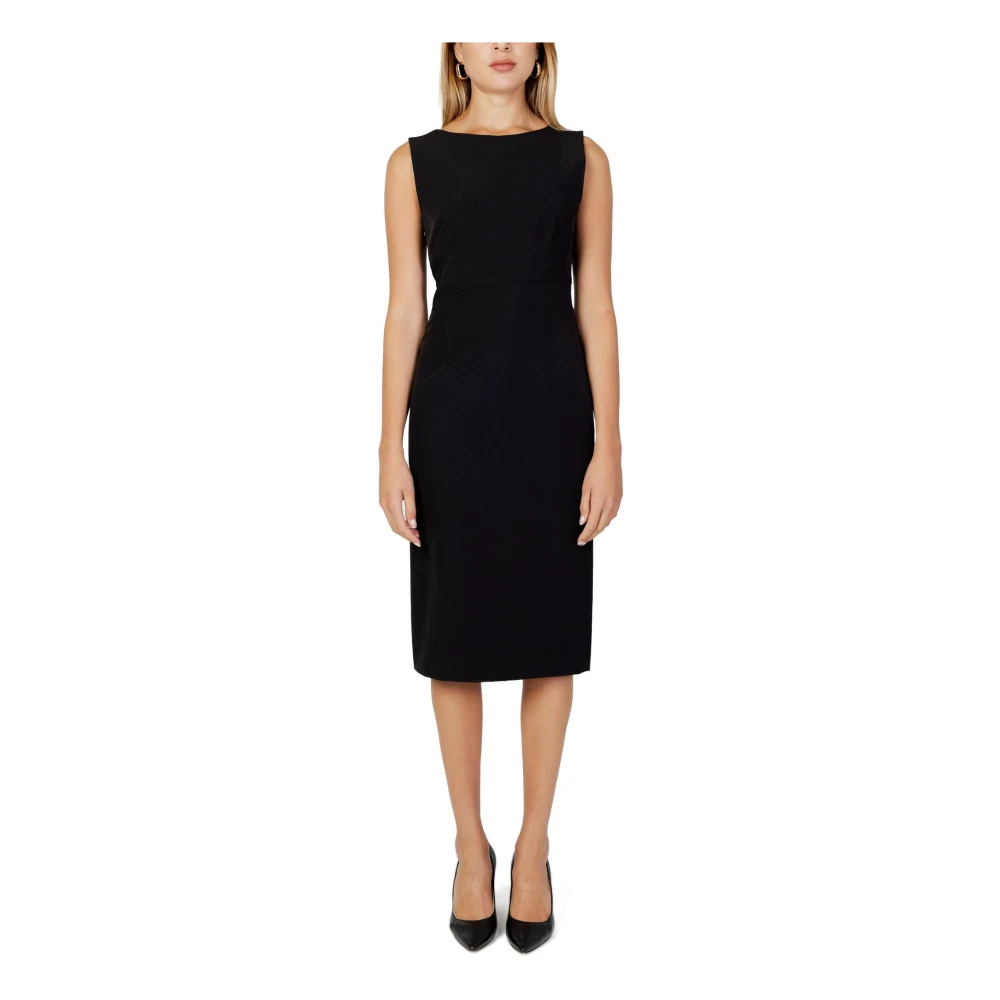 Sandro Ferrone Zwart Polyester Lang Jurk Black Dames