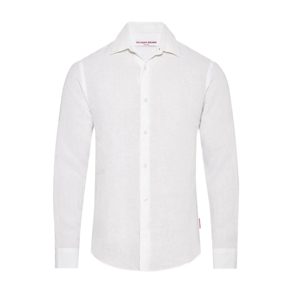 Orlebar Brown Linnen Overhemd Klassiek Lange Mouw Knoopsluiting White Heren