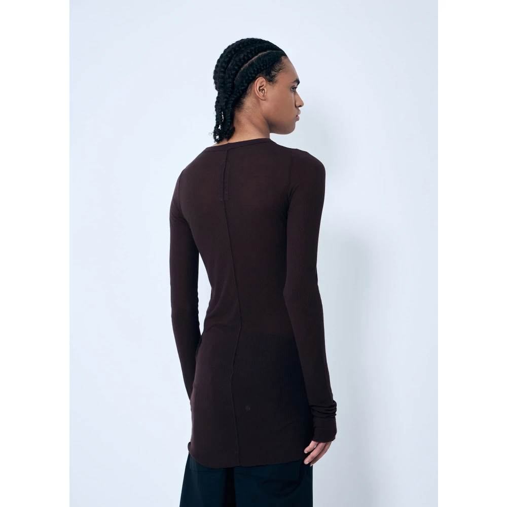 Rick Owens Rib Long Sleeve Crewneck T-Shirt Brown Heren