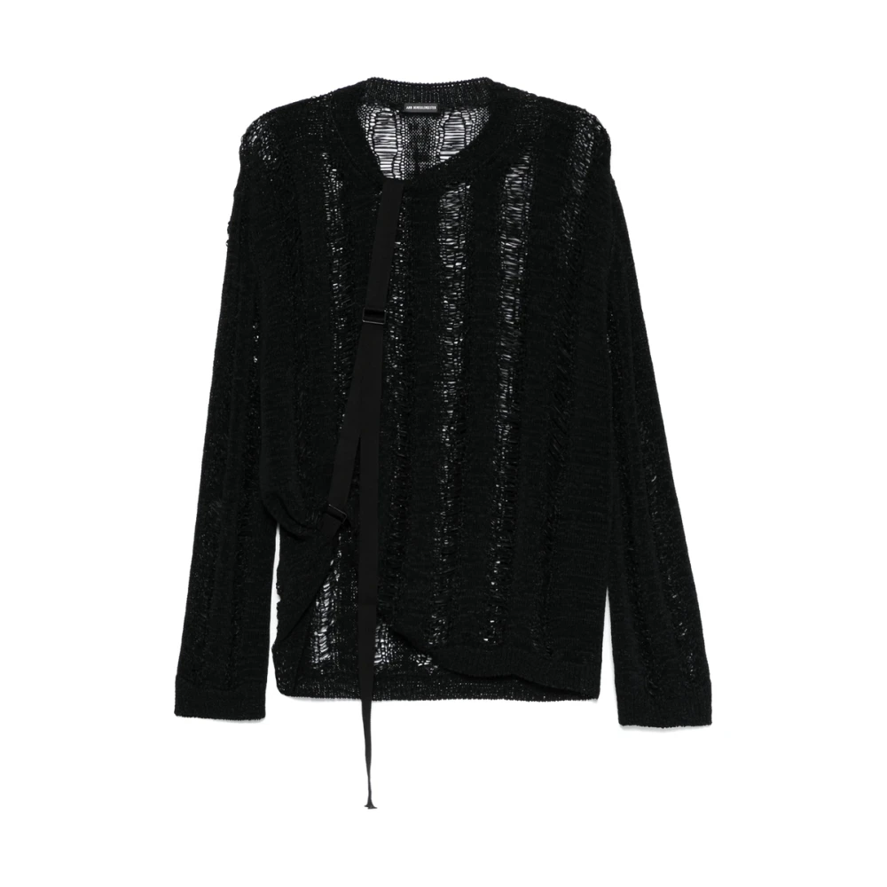 Ann Demeulemeester Zwarte Crew Neck Sweater met Lange Mouwen Black Heren