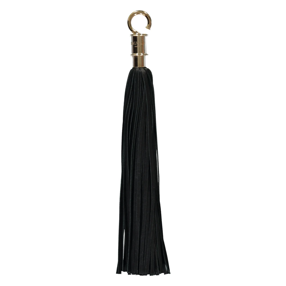 Balmain Leren Tassel met Gouden Franje Black Dames