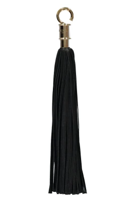 Läder Tassel med Guldfrans
