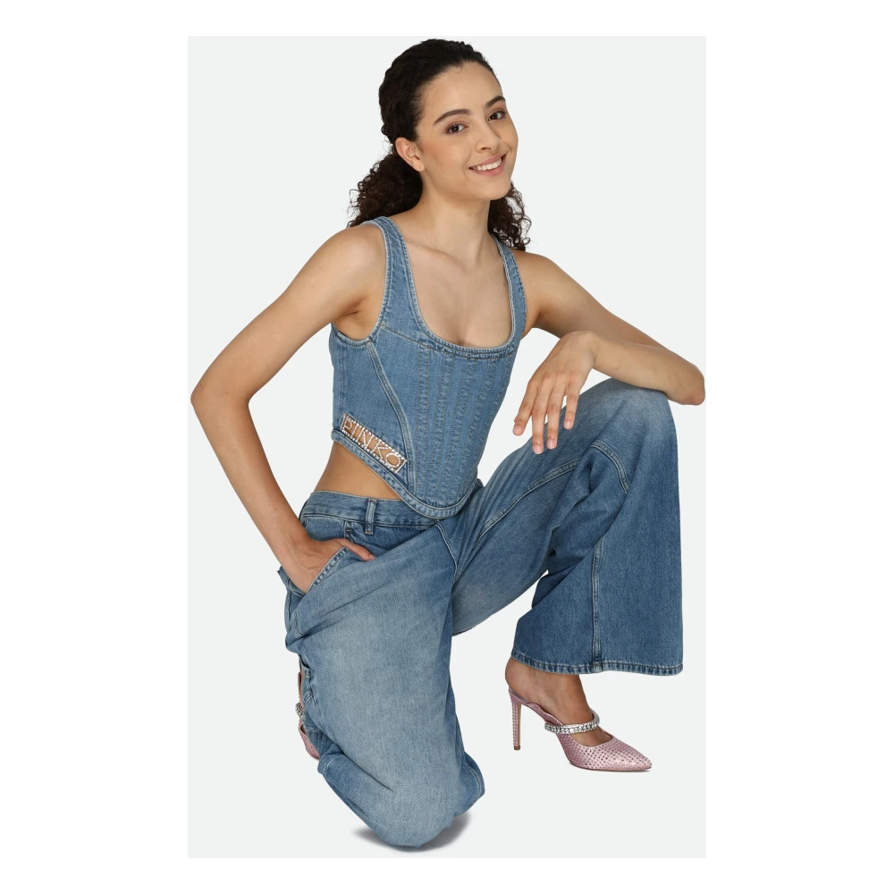 pinko Cargo Jeans Blauw Blue Dames