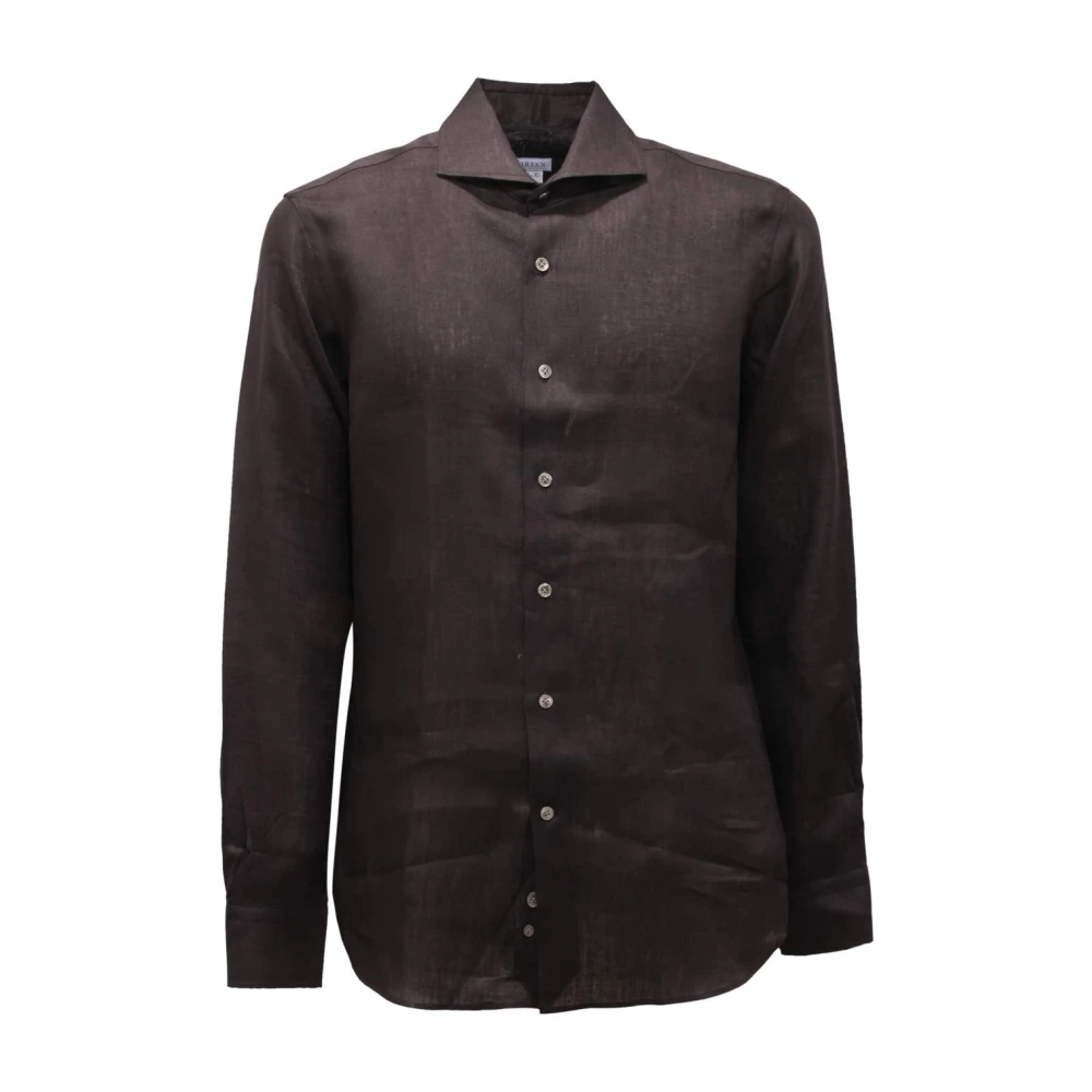 Orian Mannelijk Zwart Overhemden Heren, L, Linnen, Slim Fit Linnen Overhemd