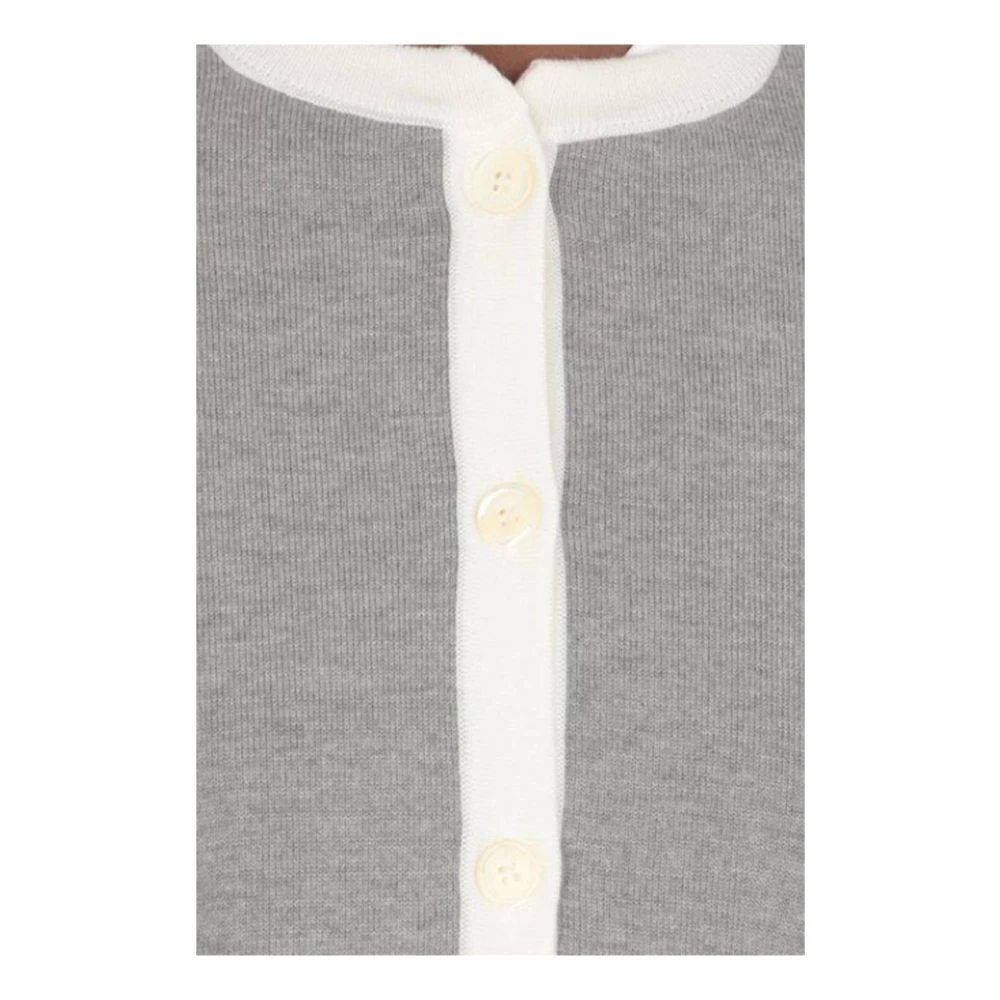 Thom Browne Wollen Vest met 4 Strepen Gray Dames