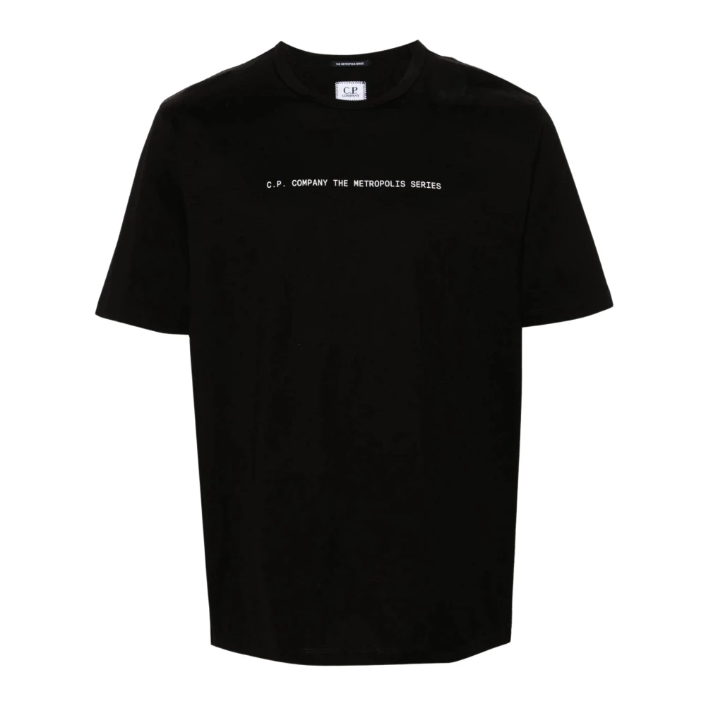 C.p. Company Men's Black T-Shirts, S, Round Neck T-Shirt Print