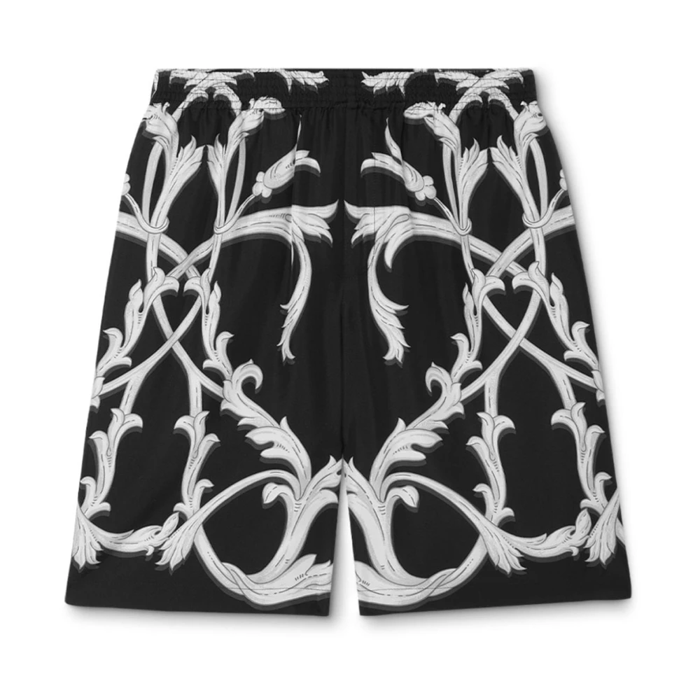 Versace Barocco Print Zijden Shorts Black Heren