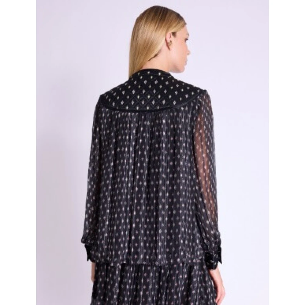 Berenice Elegante Zwarte Blouse met Satijnen Detail Black Dames