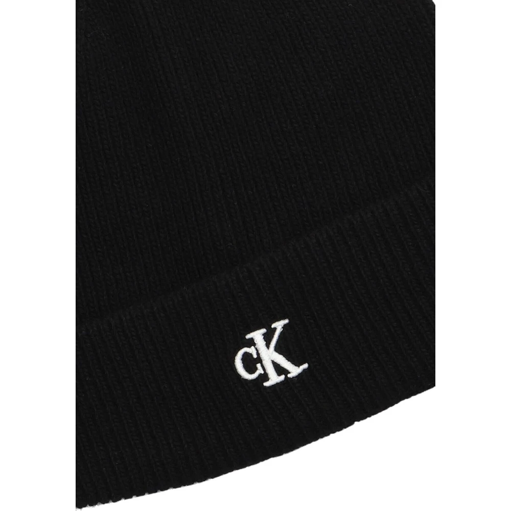 Calvin Klein Archief Logo Beanie Zwart Textiel Black Dames