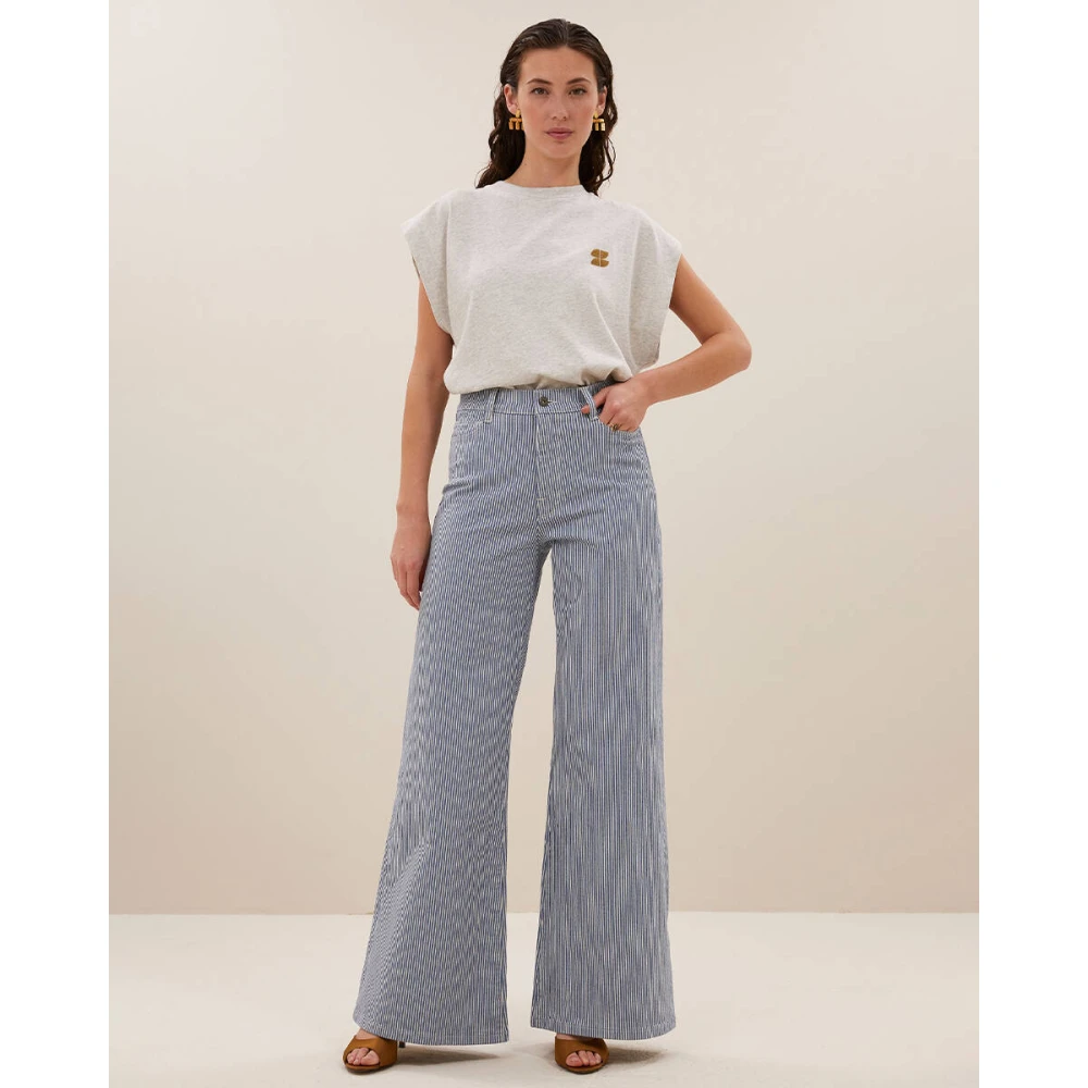 By-Bar Gestreepte broek voor vrouwen Blue Dames