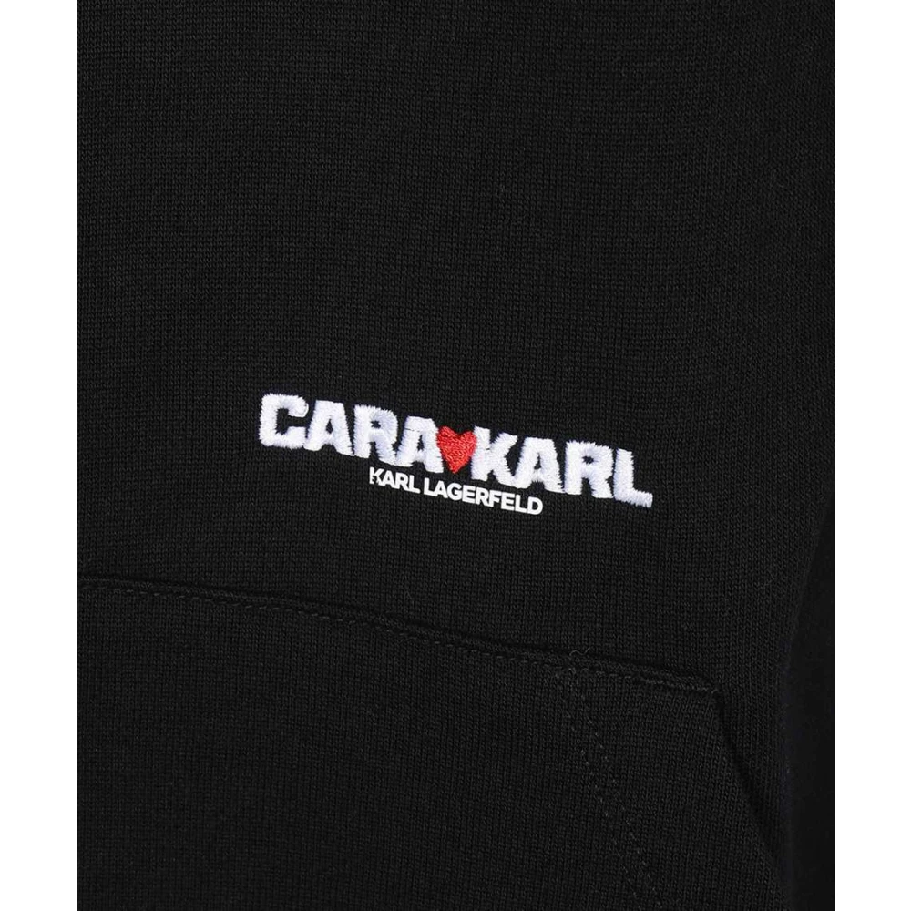 Karl Lagerfeld Geborduurde katoenen hoodie Black Dames