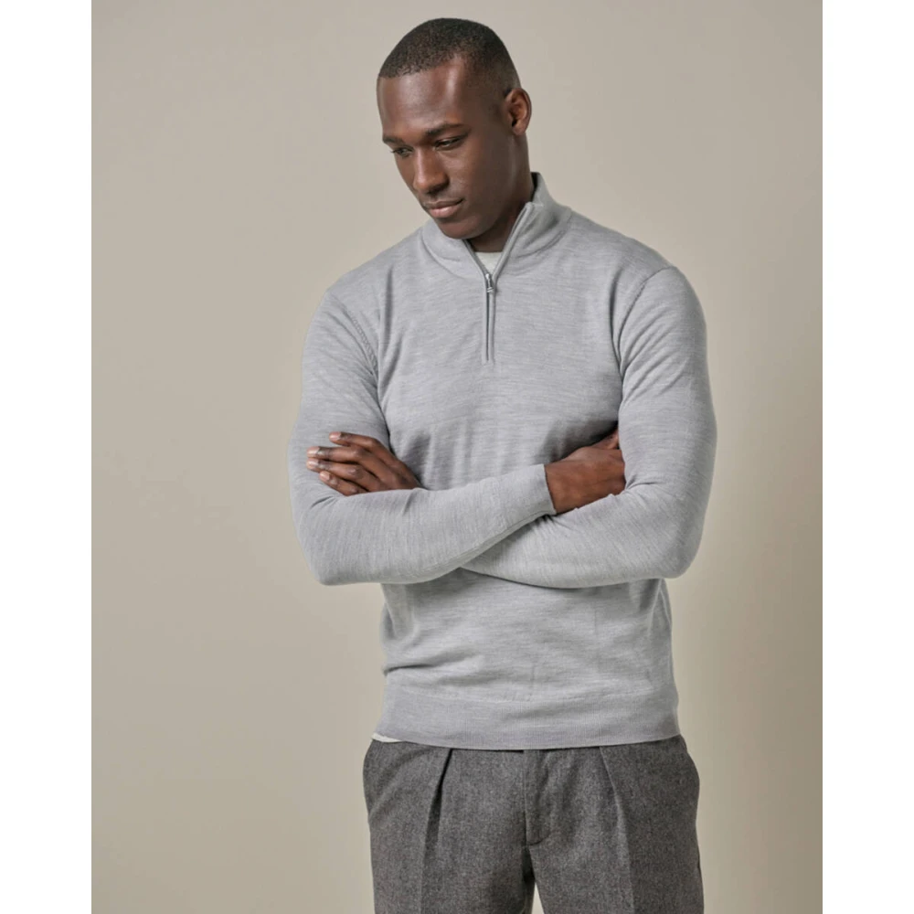 Profuomo Half Zip Pullover Grijs Mel Gray Heren