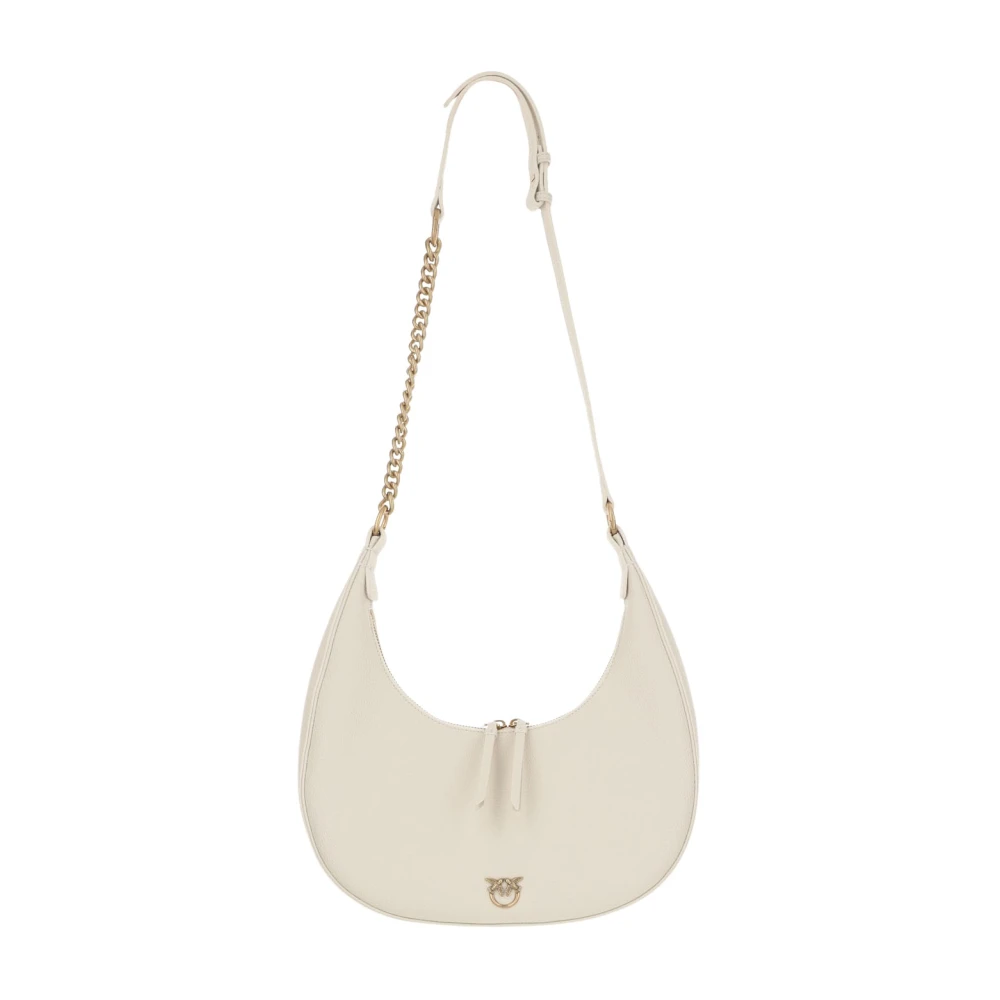 pinko Love Birds Leren Tas met Diamant Gesp White Dames