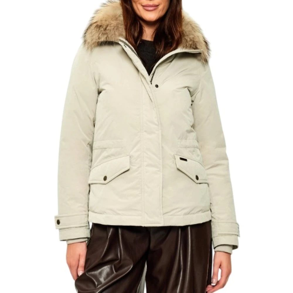 Woolrich Women's Brown Winter Jackets, M, Down Jacket With Fur Hood