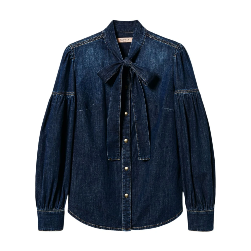 Twinset Blauw Overhemd met Drukknopen Blue Dames