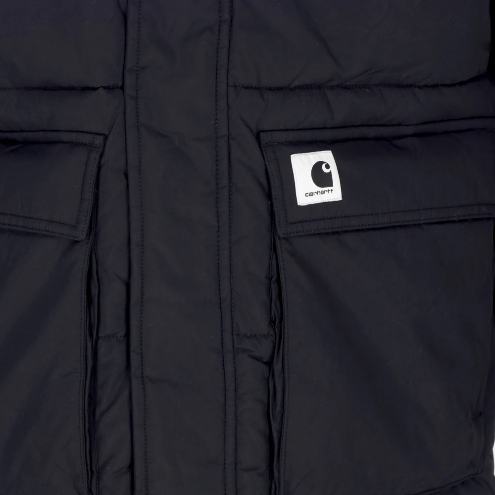 Carhartt WIP Zwarte Lange Donsjas Waterafstotend Black Dames