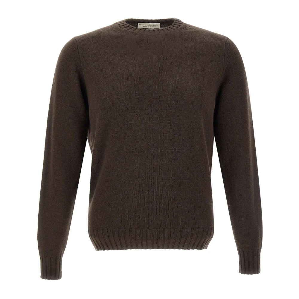Filippo De Laurentiis Bruine Wol Kasjmier Ronde Hals Sweater Brown Heren
