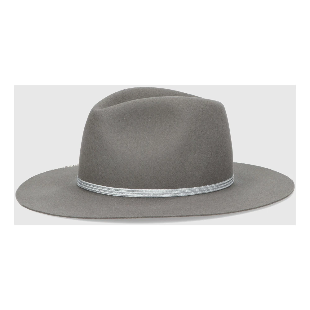 Borsalino Fijne wollen vilthat met afneembare ketting Gray Dames