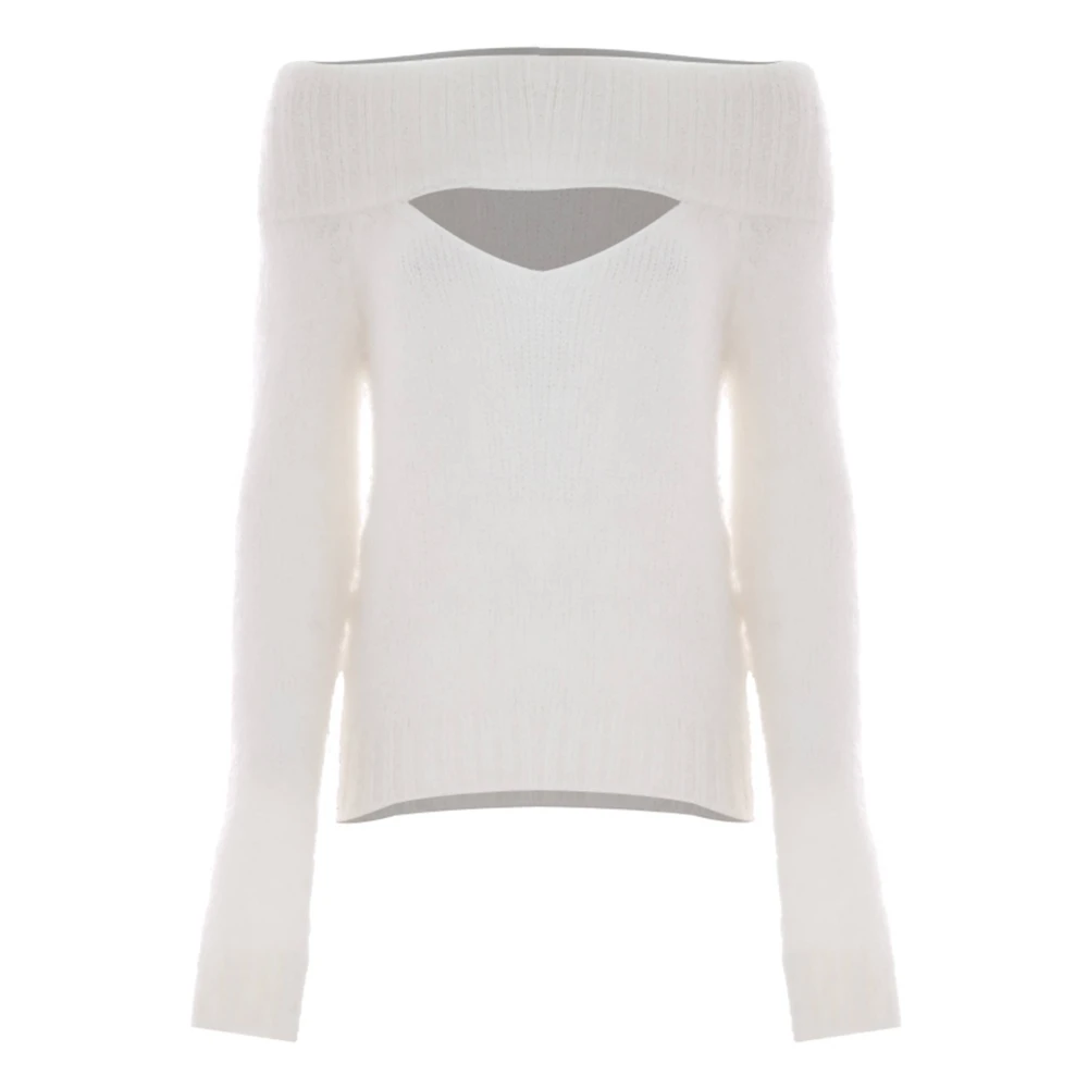 Kocca Mohair Wol Cut-Out Hals Jumper White Dames