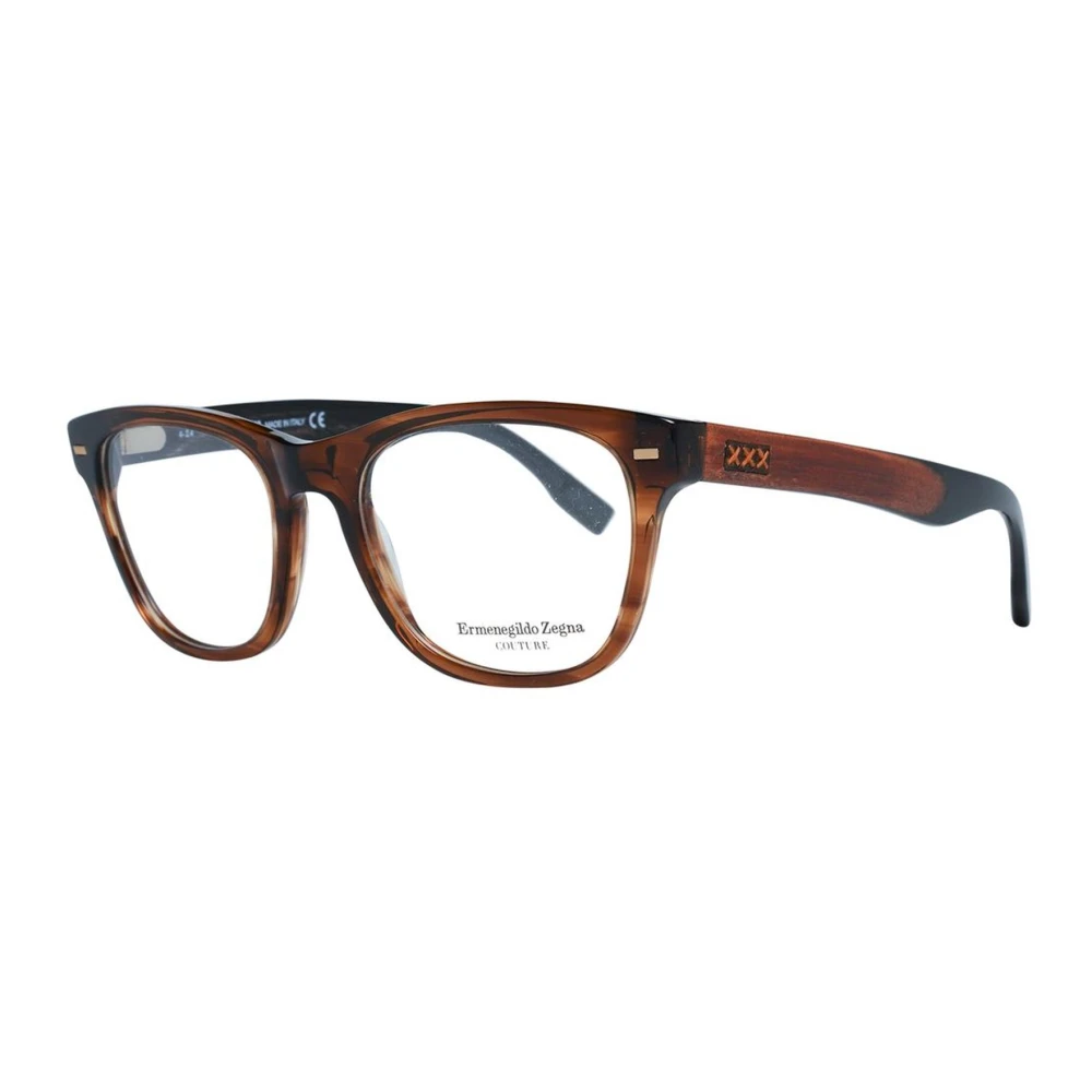 Ermenegildo Zegna Bruine Trapezium Optische Monturen met Veerscharnier Brown Heren