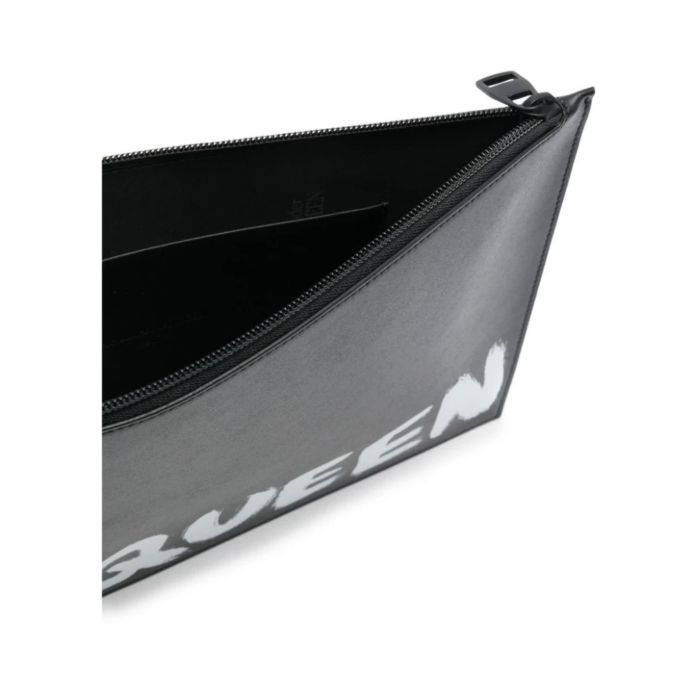 alexander mcqueen Zwarte Leren Clutch met Print Black Heren