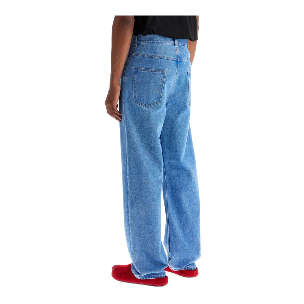 Marni Coated Denim Straight Fit Jeans Blue Heren