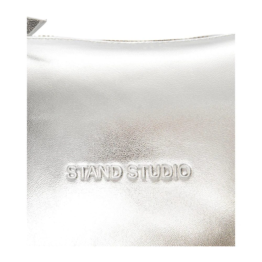 Stand Studio Logo Rits Pochette met Ketting Schouderband Gray Dames