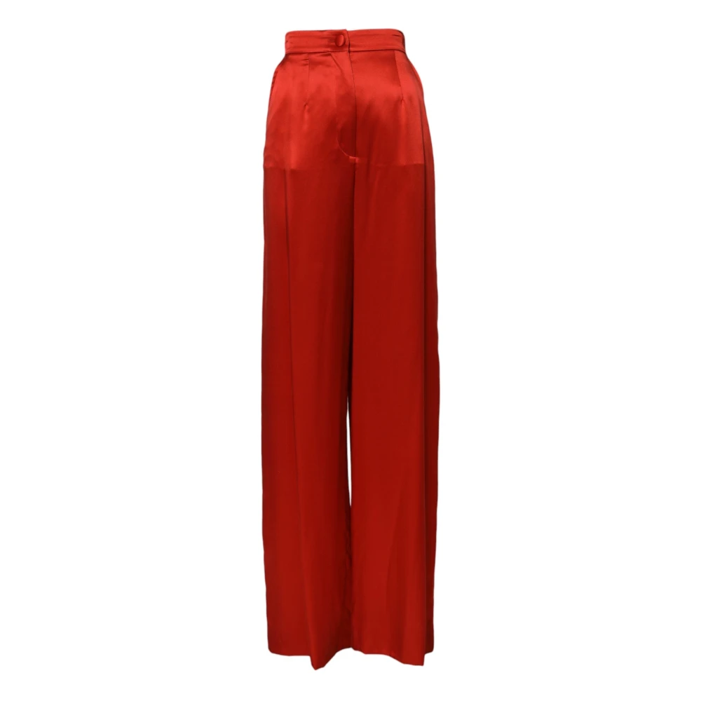 Dolce & Gabbana Women's Red High Waist Wide Leg Trousers - Wide Trousers - Xs - Trousers