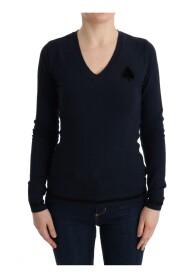Blue V-neck Viscose Sweater
