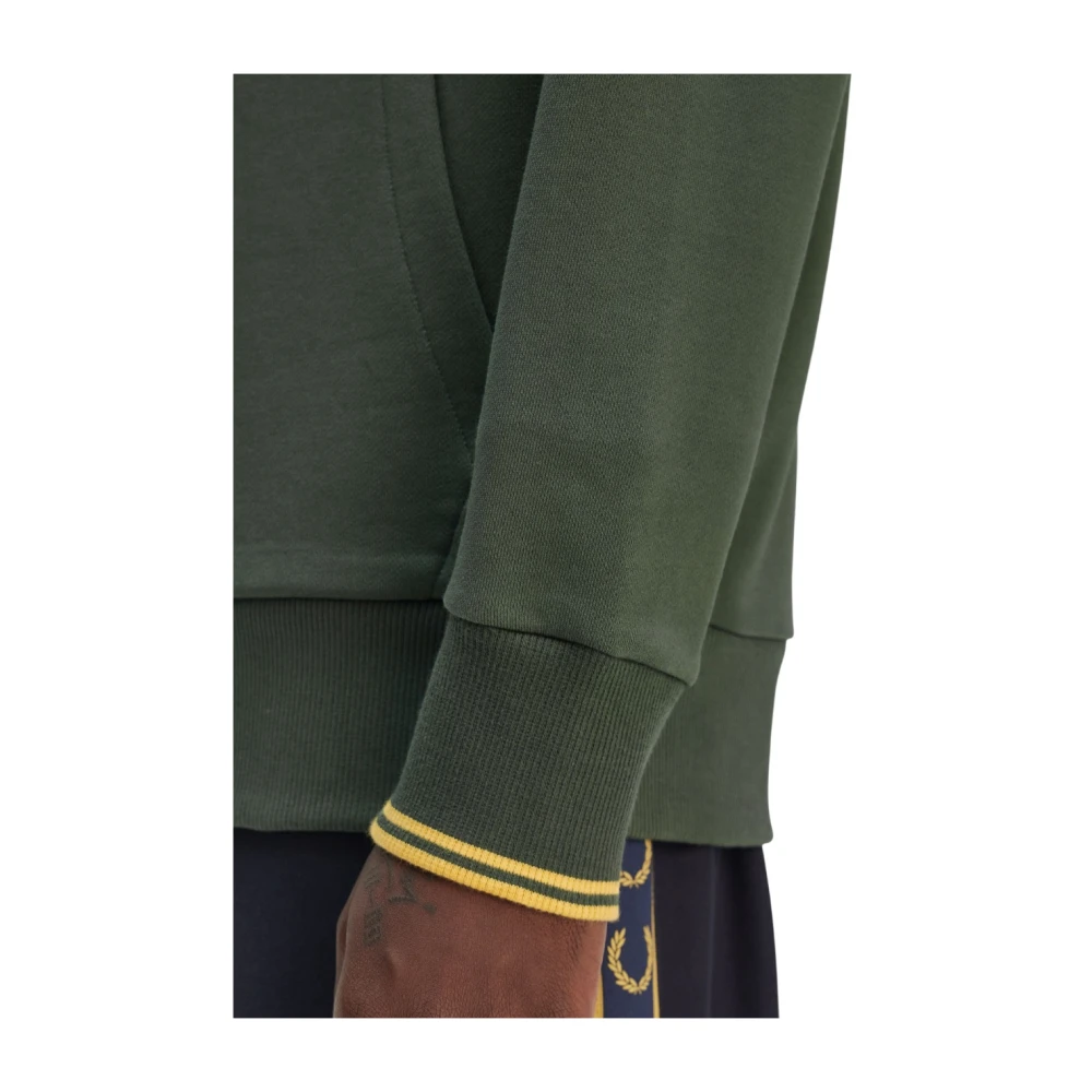 Fred Perry Groene hoodie met dubbele streepdetail Green Heren