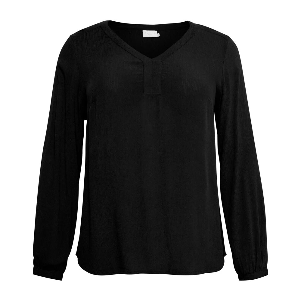 Kaffe Curve Svart Djup V-Ringad Blus Black, Dam