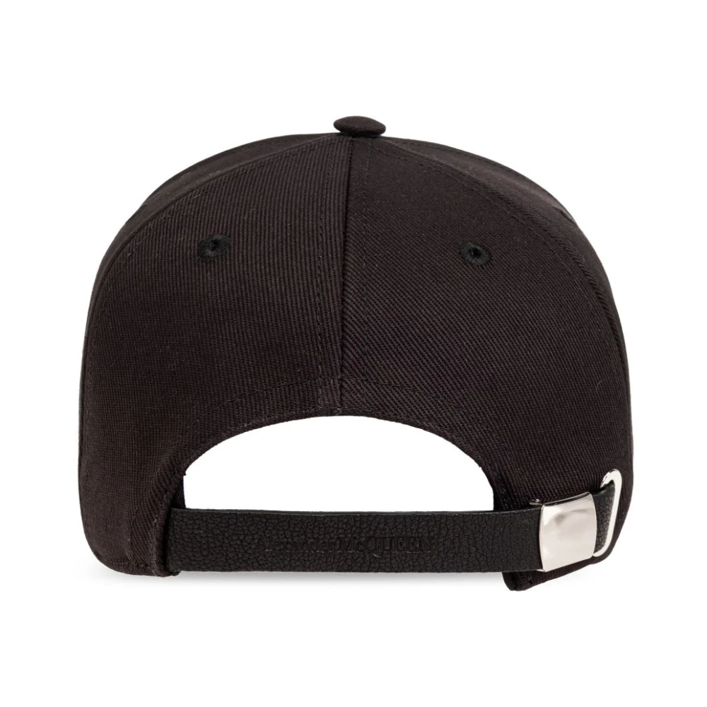 alexander mcqueen Zwart Logo Print Gebogen Peak Hoed Black Heren