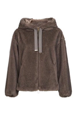 Melange Faux Mink Päls Bomberjacka