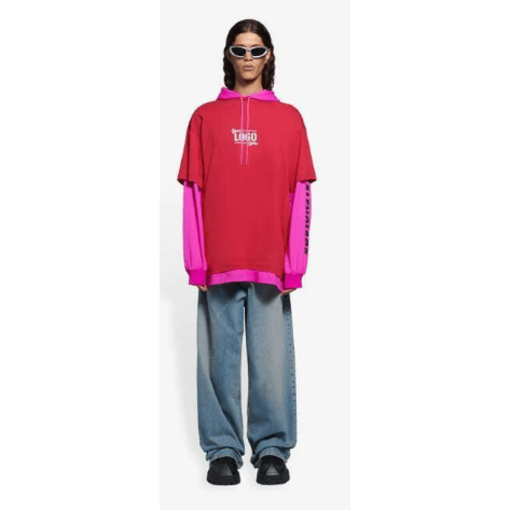 Balenciaga Hoodie Rood Fucsia Unisex Pink Dames