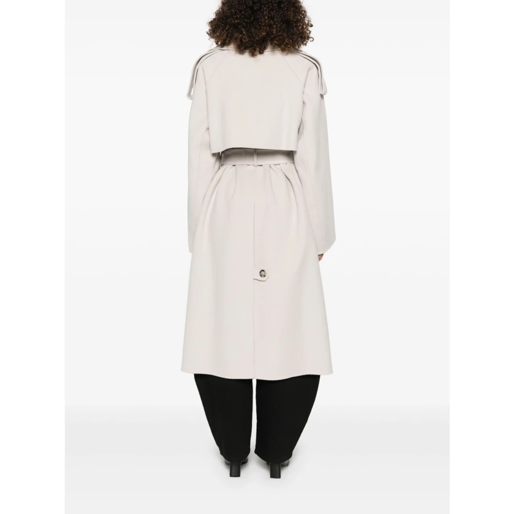 SPORTMAX Dove Grey Mantel met Riem en Zakken Gray Dames