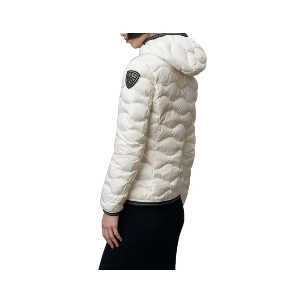 Blauer Witte Stijlvolle Jas met Rits White Dames