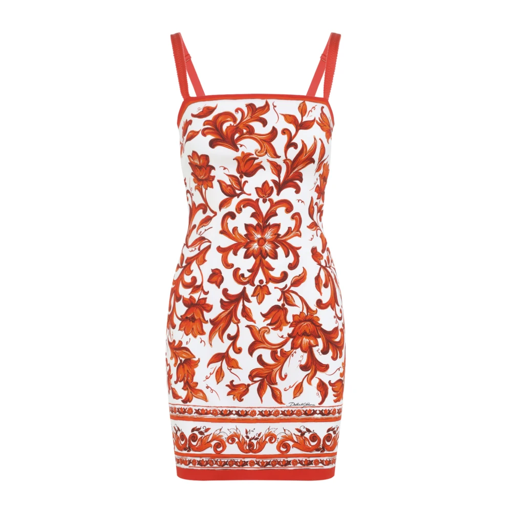 Dolce & Gabbana Multicolor Charmeuse Maiolica Mini Dress - Female - Short Dresses - S - Dresses