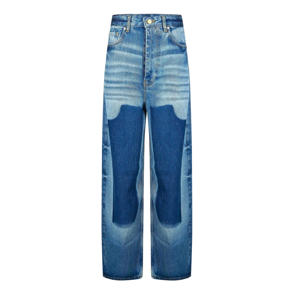Ganni Women's Blue Loose-Fit Jeans - Loose Fit Jeans - W25 L33 - Jeans