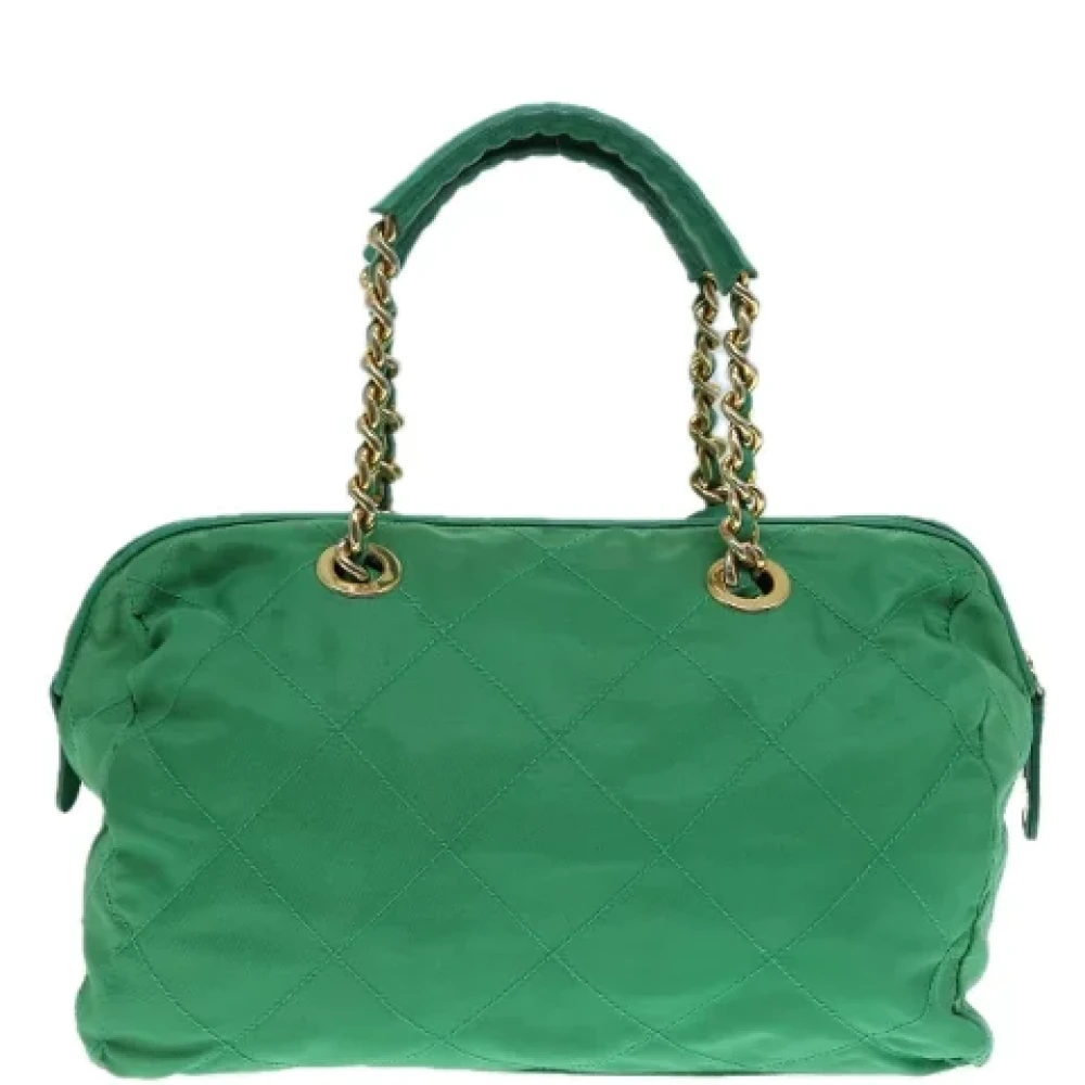 Prada Vintage Pre-owned Nylon handbags Green Dames