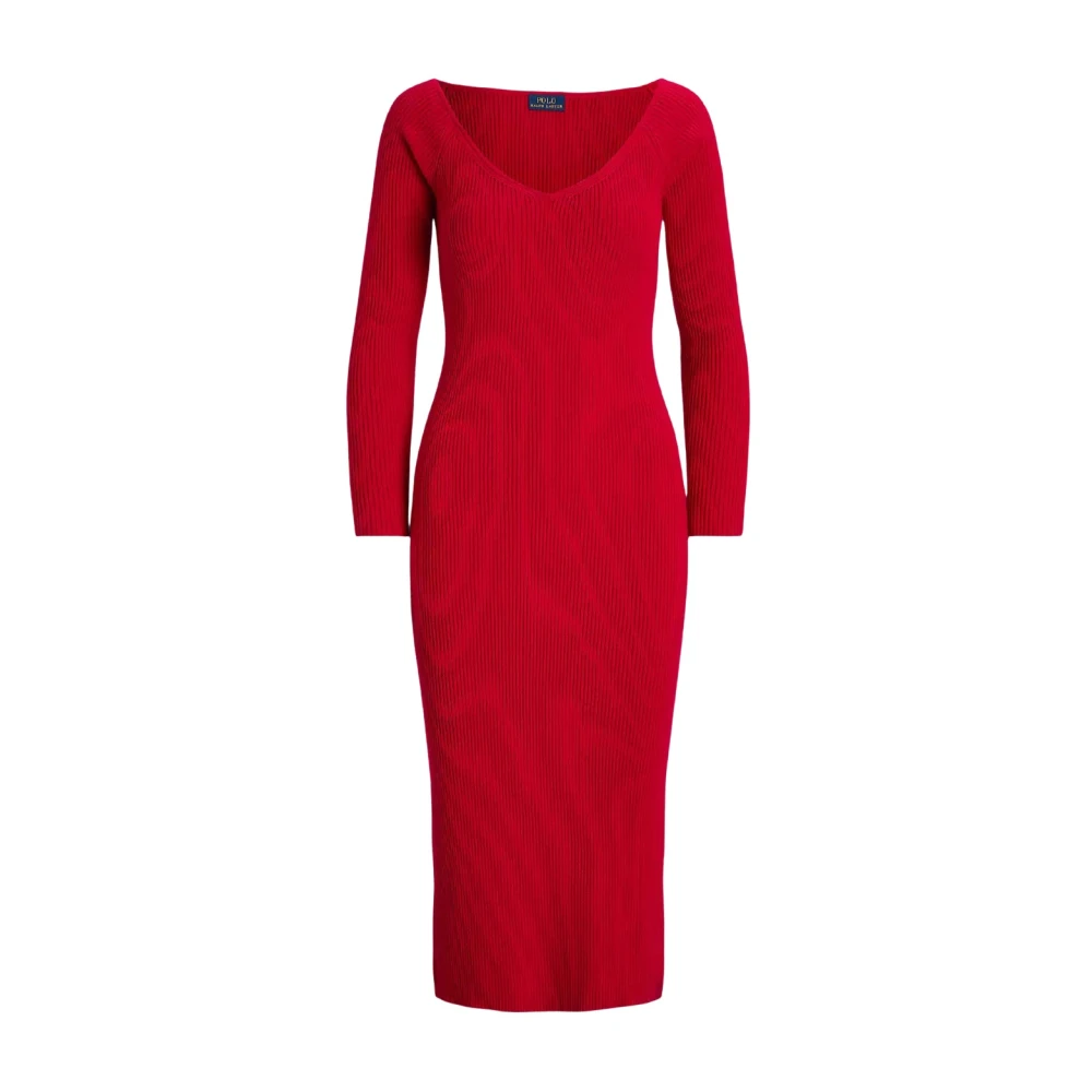 Ralph Lauren Donna Rosso Abiti, L, New,