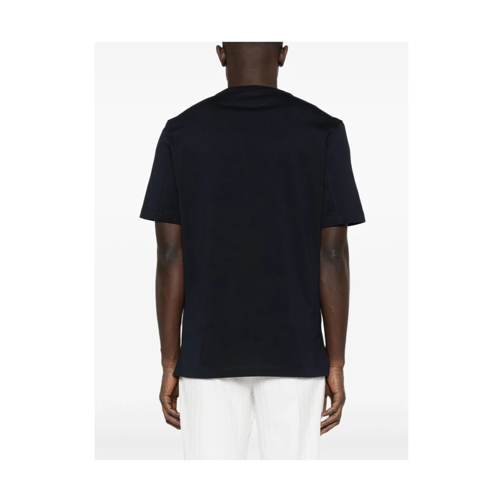 BRUNELLO CUCINELLI Navy Blue Crew Neck T-shirt Blue Heren