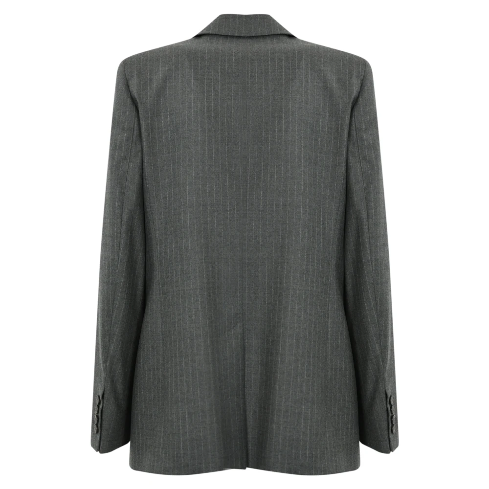 Max Mara Studio Grijze Wollen Blazer Pinstripe Patroon Gray Dames