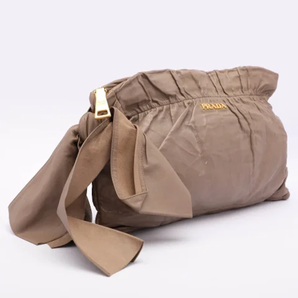 Prada Vintage Pre-owned Leather clutches Beige Dames