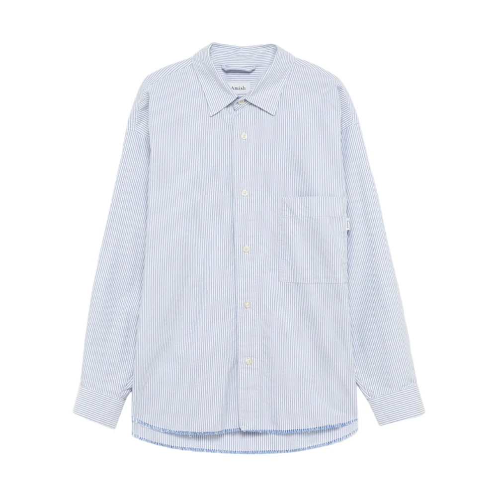 Amish Gestreept Oxford Overhemd voor Mannen Blue Heren