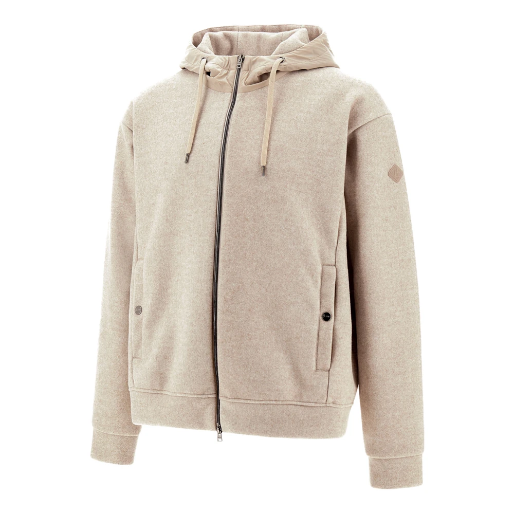 Herno Beige Wollen Hoodie Jas Beige Heren