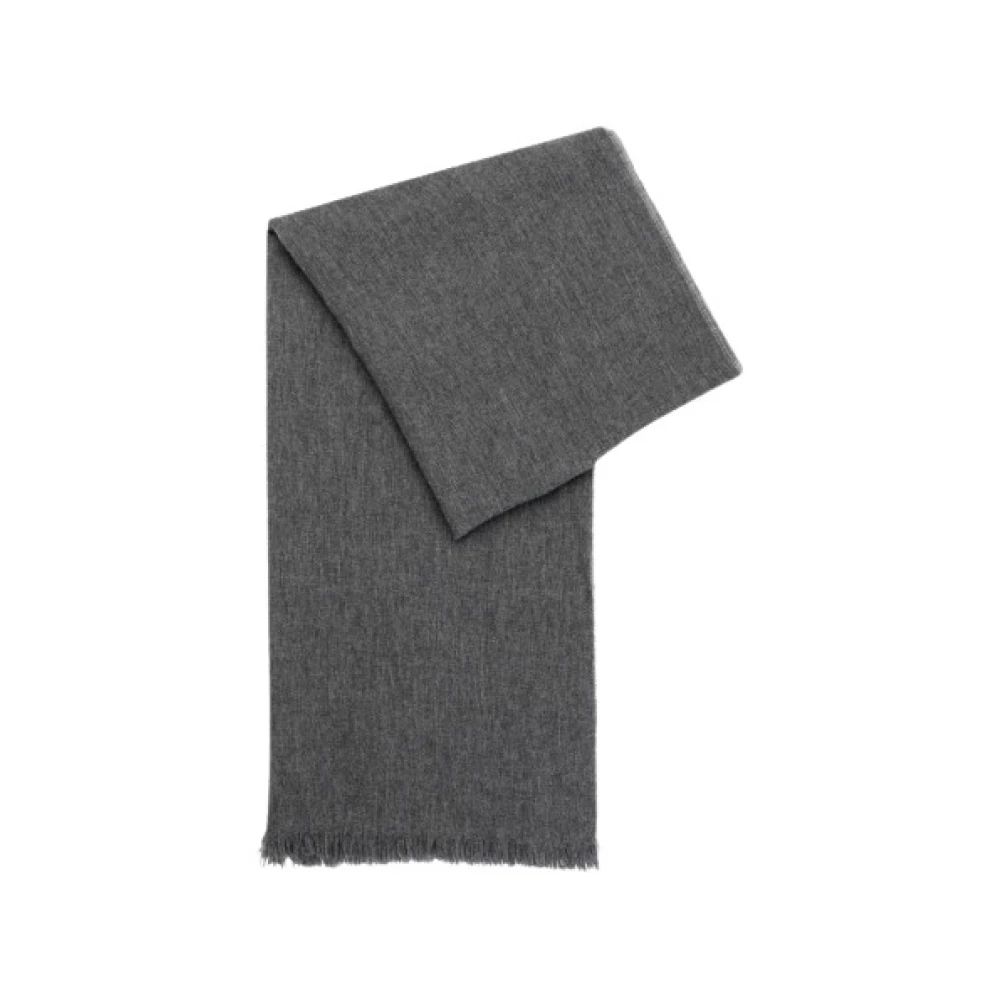 Polo Ralph Lauren Linnen wol en kasjmier sjaal met geborduurde polospeler Gray Dames