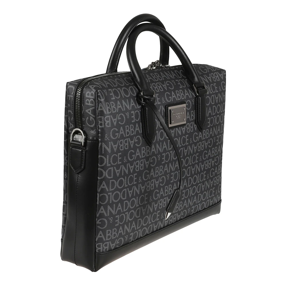 Dolce & Gabbana Zwarte Aktetas Jcq.logo Spalmato+Vi Black Heren