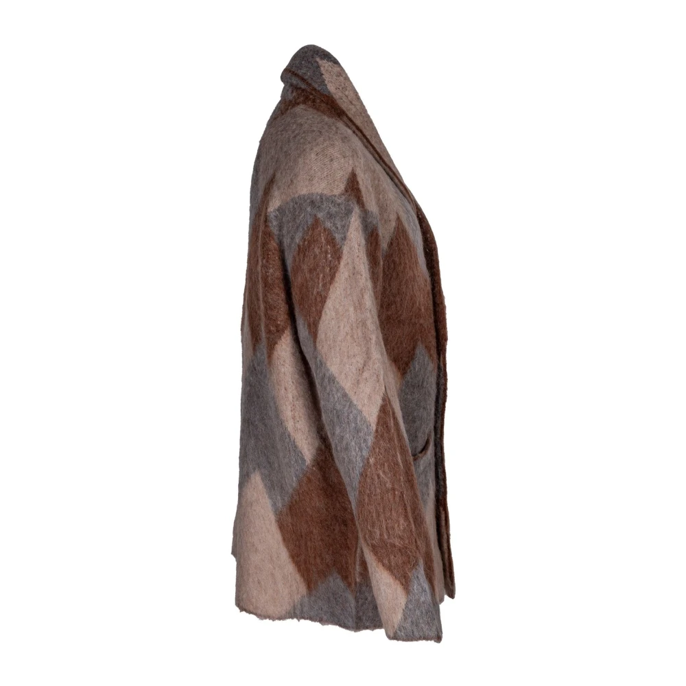 Laneus Heren Alpaca Peacoat. Dubbelrij sjaalkraag. Multicolor Heren