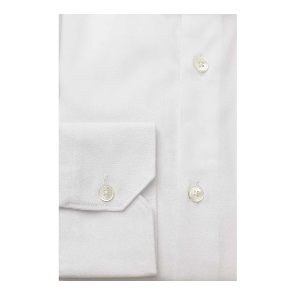 Bagutta Heren Katoenen Overhemd Effen Kleur White Heren